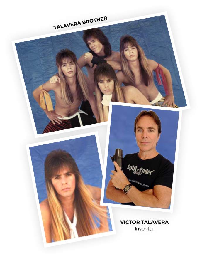 Split Ender inventor Victor Talavera collage with long and short hair showing real results of split end hair trimmer