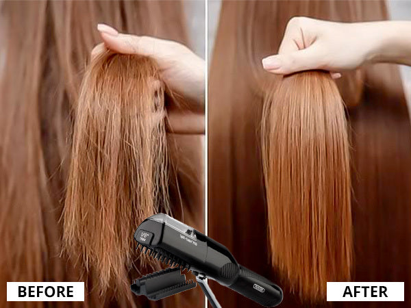 Side-by-side results after using split end trimmer