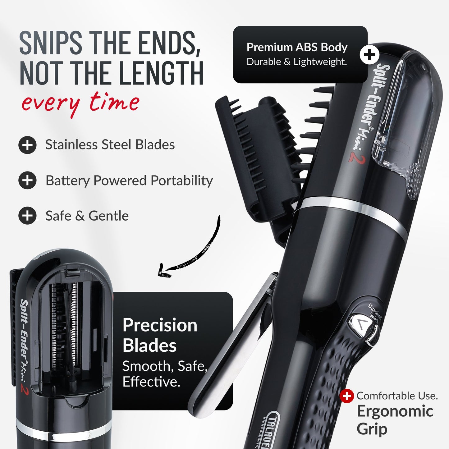 Split Ender Mini 2 - Portable and USB Rechargeable, Automatic Split End Hair Trimmer. For Home Use