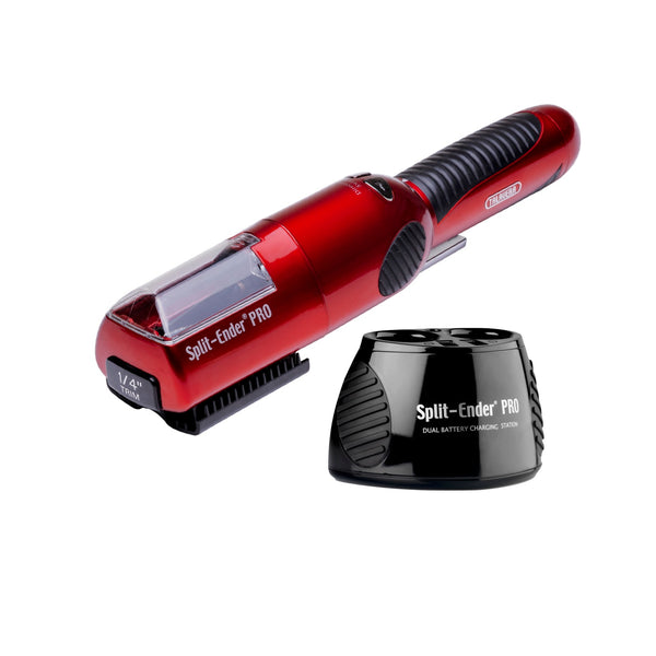 Split-Ender PRO (RED) w. USA Charger Split End Hair Trimmer by Talavera (Free BLACK Color Charging Station)