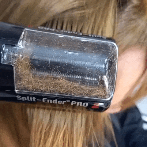 Frayed ends removed using cordless split end trimmer