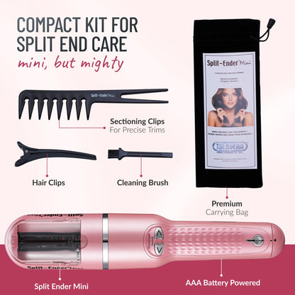 Split Ender Mini - Portable and Battery Operated (3 AAA), Automatic Split End Hair Trimmer, For Home Use - Light Pink