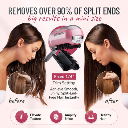 Split Ender Mini - Portable and Battery Operated (3 AAA), Automatic Split End Hair Trimmer, For Home Use - Light Pink
