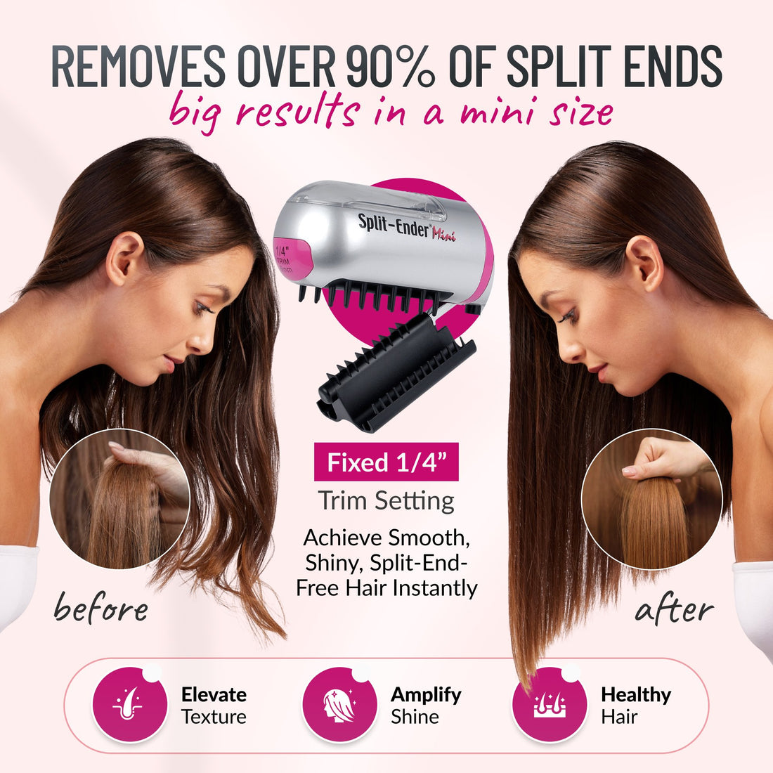 Split Ender Mini - Portable and Battery Operated (3 AAA), Automatic Split End Hair Trimmer, For Home Use - Split Ender