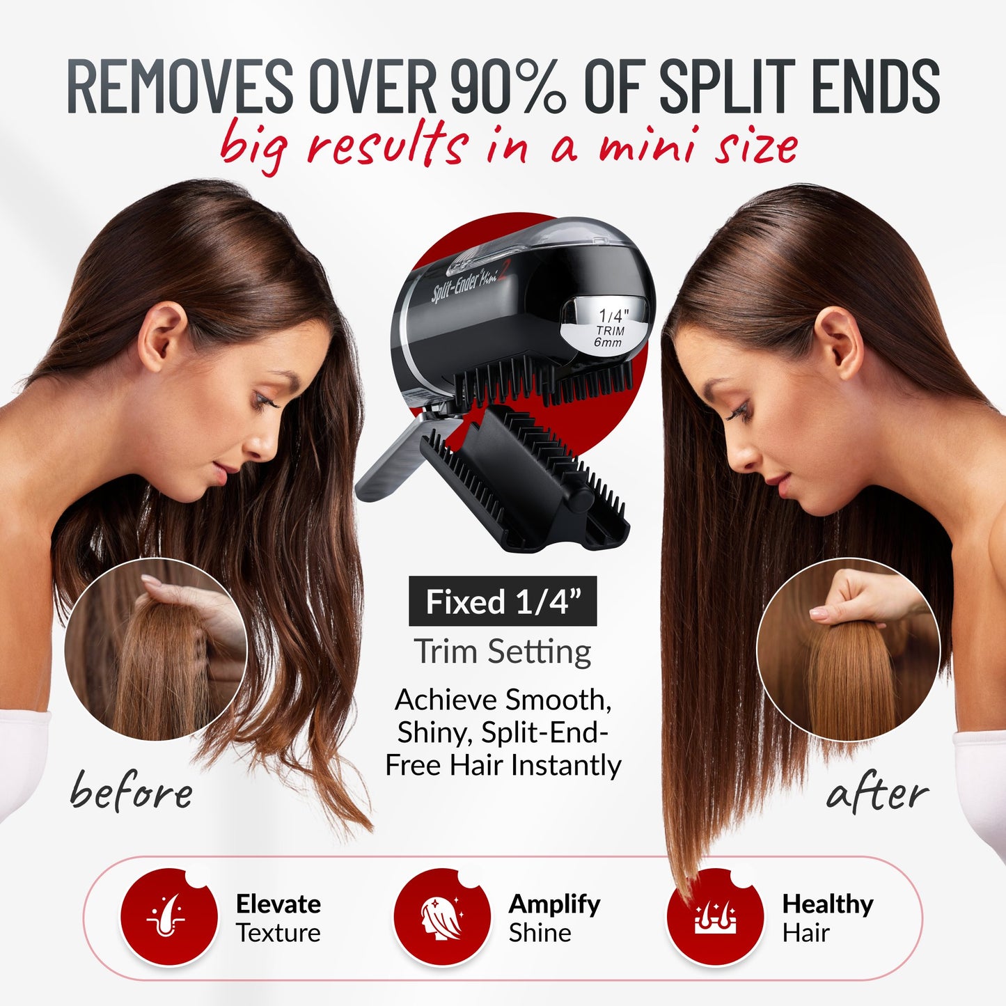 Split Ender Mini 2 - Portable and USB Rechargeable, Automatic Split End Hair Trimmer. For Home Use