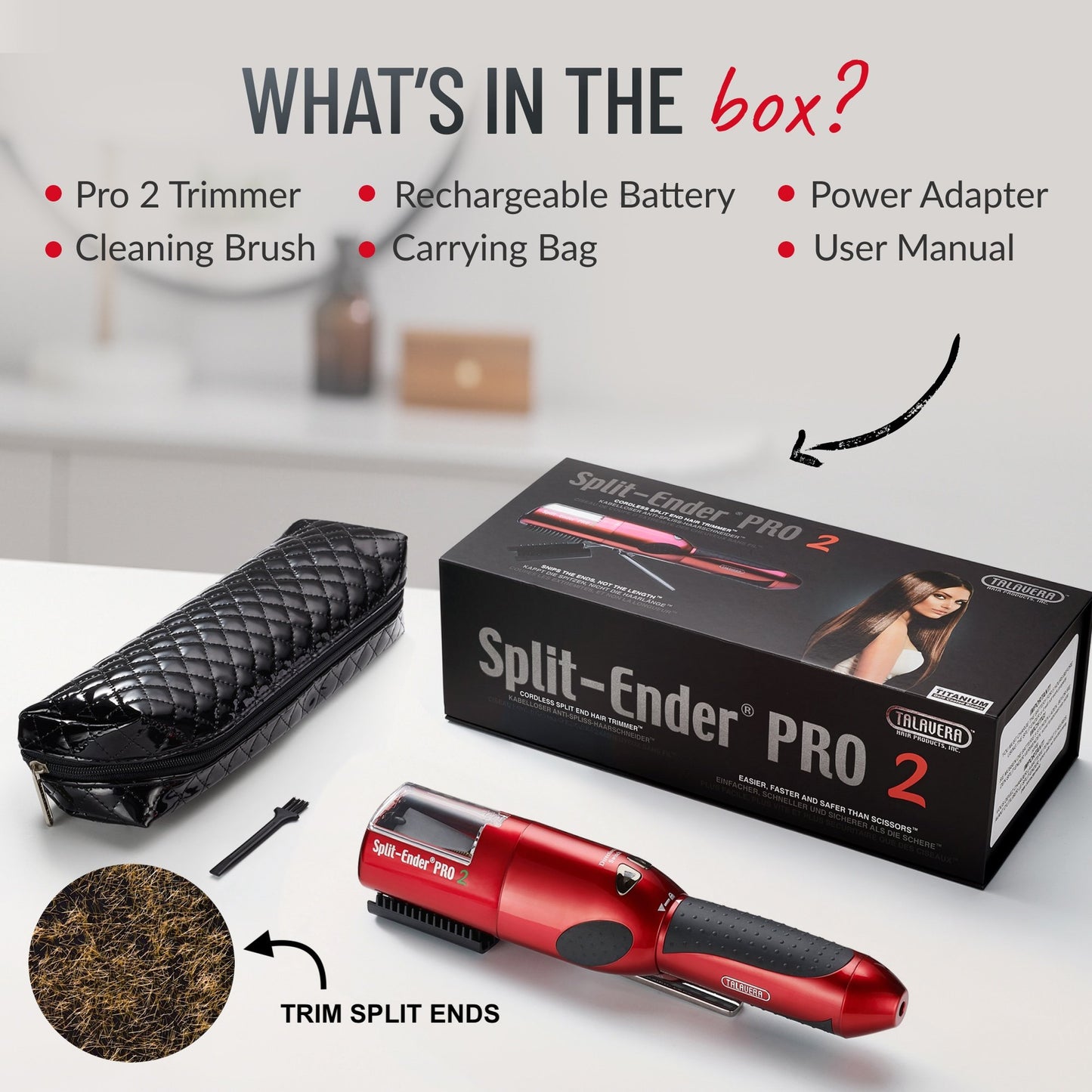 Split Ender PRO2 - Home Professional, Titanium Coated Blades, Fast and Easy Solution Automatic Split Ends Hair Trimmer. The Original