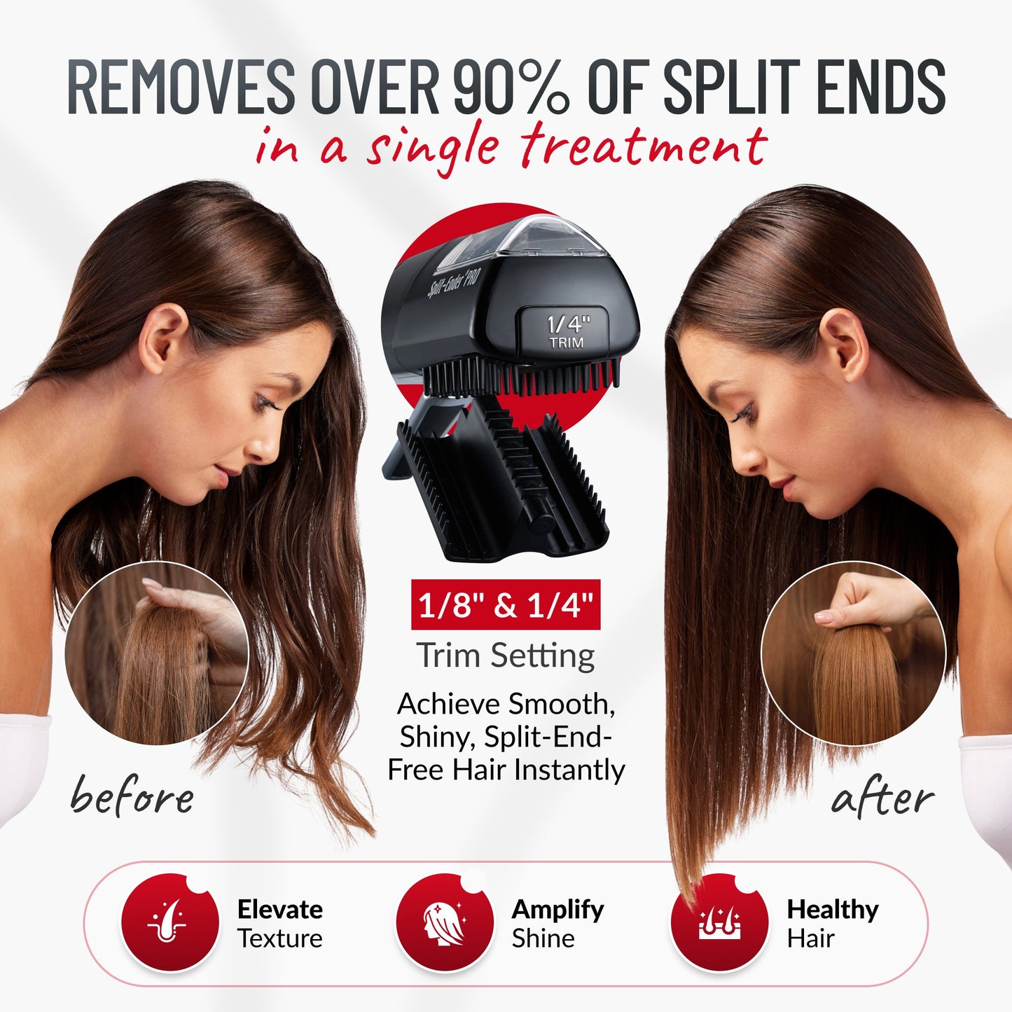 Split Ender PRO - Salon Professional, Titanium Coated Blades, Fast and Easy Solution Automatic Split Ends Hair Trimmer. Bonus Gift Included. The Original