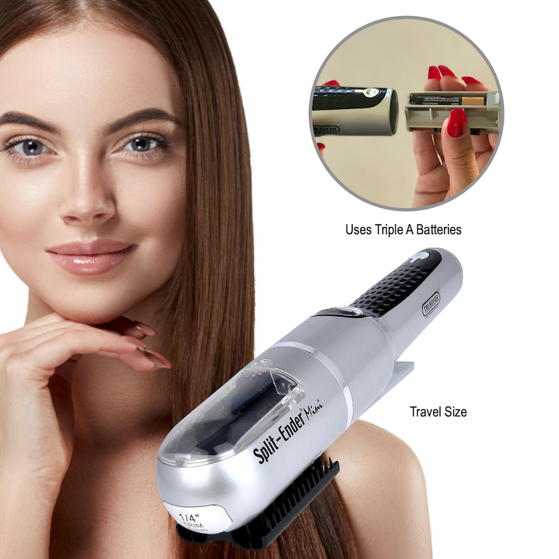  Split Ender Mini - Hair Repair Solution, Split End Automatic  Trimmer for Broken, Double, Dry, Damaged and Brittle Split Ends, 3 AAA  Batteries Included, Repairing Treatment Hair Styling Tool- Silver 